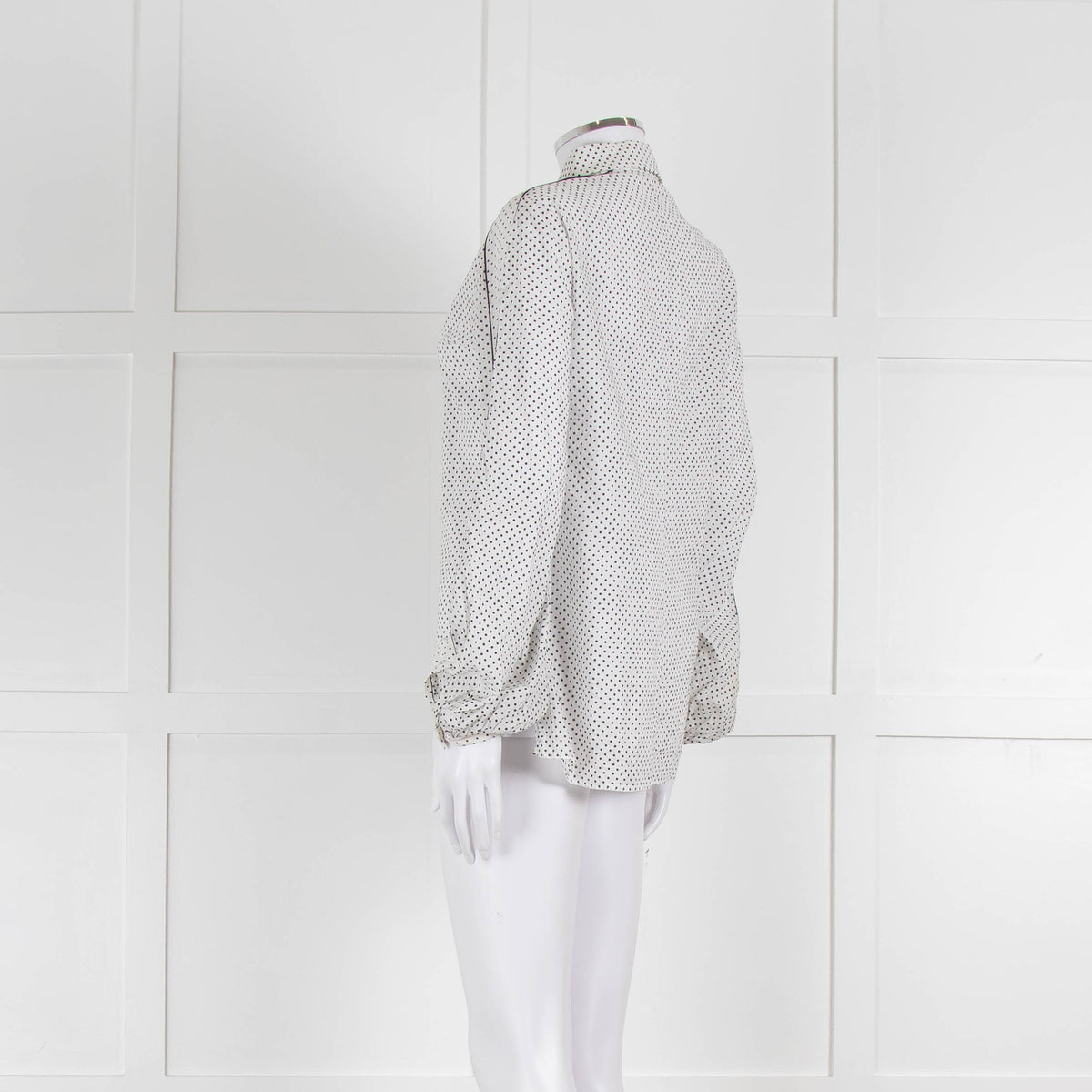Dorothee Schumacher White Sheer Cotton Shirt with Micro Polka Dots