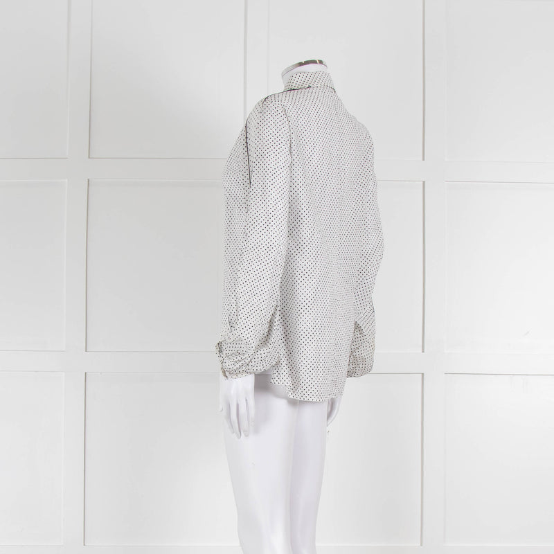 Dorothee Schumacher White Sheer Cotton Shirt with Micro Polka Dots