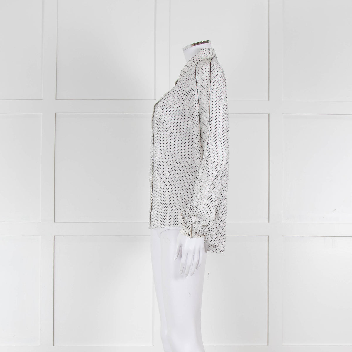 Dorothee Schumacher White Sheer Cotton Shirt with Micro Polka Dots