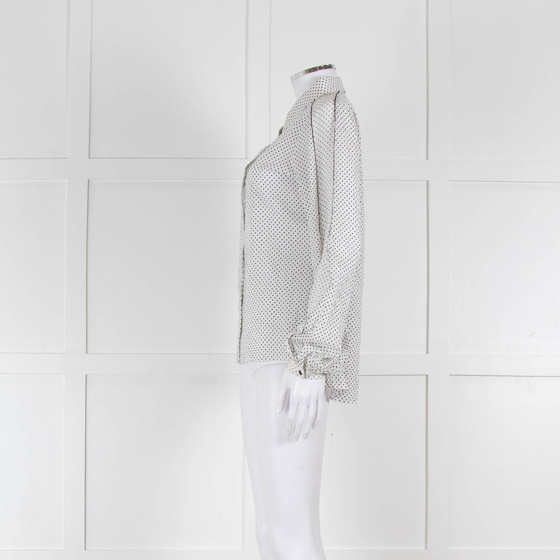 Dorothee Schumacher White Sheer Cotton Shirt with Micro Polka Dots
