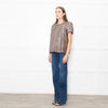 J Crew Gold Black Lurex Check Short Sleeved Top