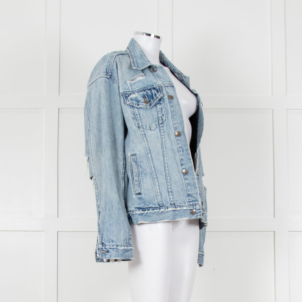 Ksubi Pale Wash Distressed Denim Jacket