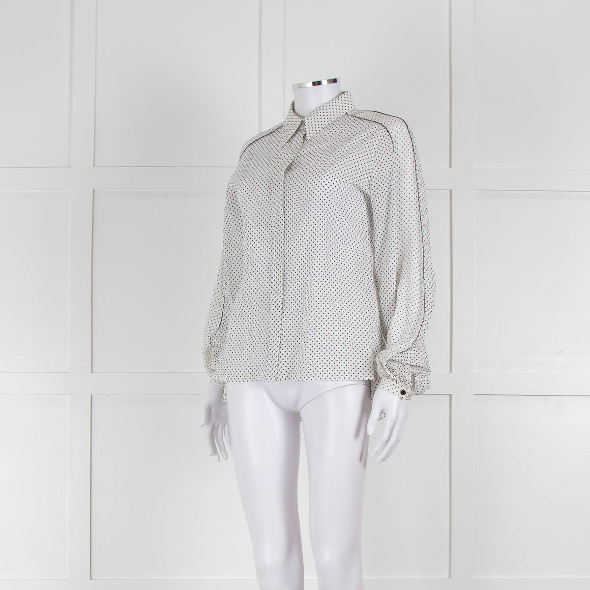 Dorothee Schumacher White Sheer Cotton Shirt with Micro Polka Dots
