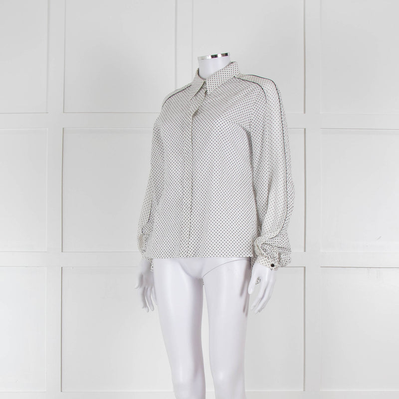 Dorothee Schumacher White Sheer Cotton Shirt with Micro Polka Dots