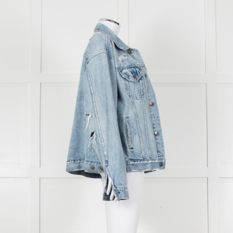 Ksubi Pale Wash Distressed Denim Jacket