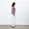 Wyse Pink Red Blue Striped Mohair Sweater