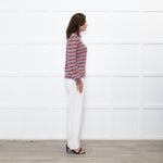 Wyse Pink Red Blue Striped Mohair Sweater