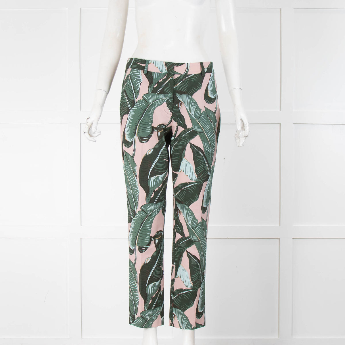 Weekend Max Mara Green and Pink Palm Print Cigarette Pants