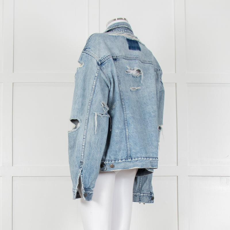 Ksubi Pale Wash Distressed Denim Jacket