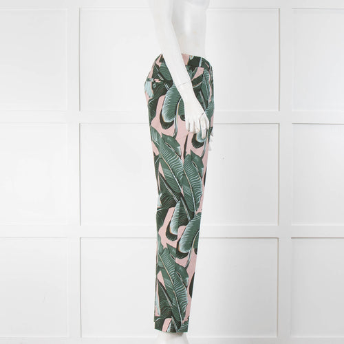 Weekend Max Mara Green and Pink Palm Print Cigarette Pants