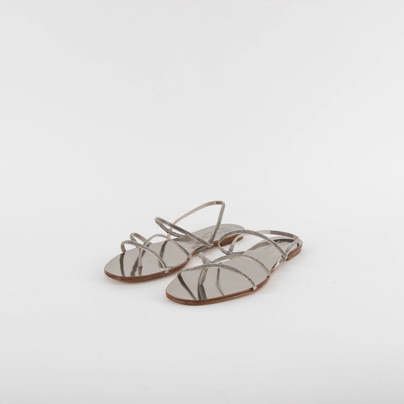 Pedro Garcia Titanium Diamante Flat Sandals