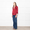 L'Agence Dark Red Silk Satin Blouse
