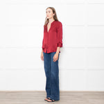 L'Agence Dark Red Silk Satin Blouse