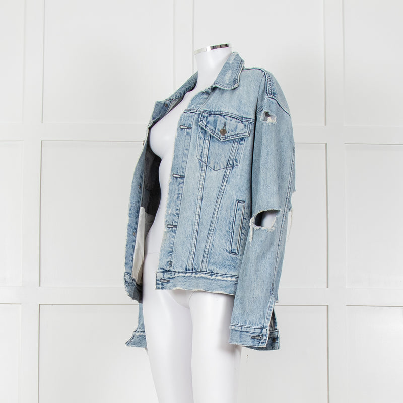 Ksubi Pale Wash Distressed Denim Jacket