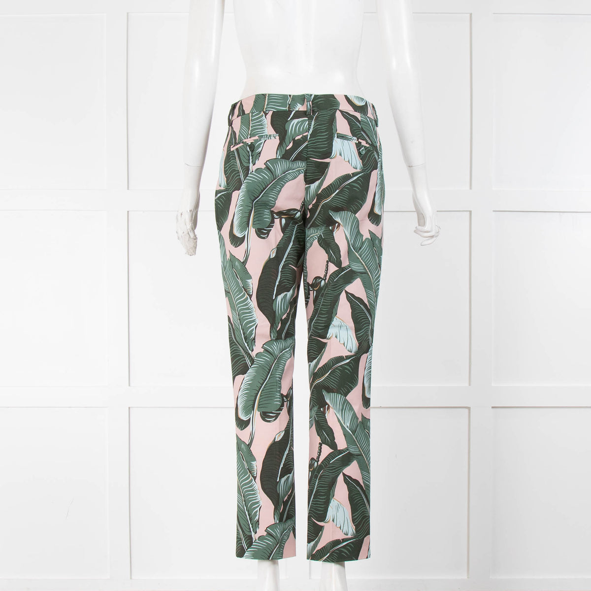 Weekend Max Mara Green and Pink Palm Print Cigarette Pants