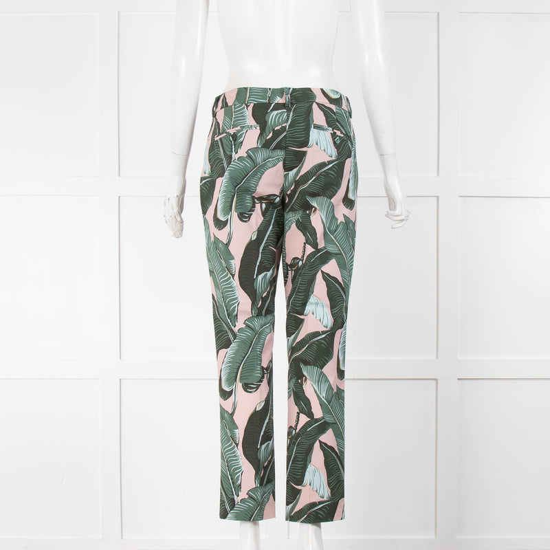 Weekend Max Mara Green and Pink Palm Print Cigarette Pants
