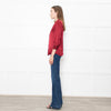 L'Agence Dark Red Silk Satin Blouse