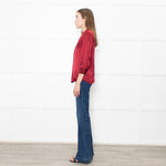 L'Agence Dark Red Silk Satin Blouse