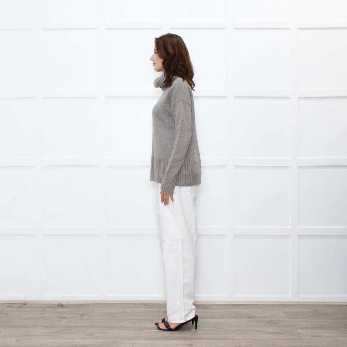 Wyse Beige Cashmere Blend Rollneck