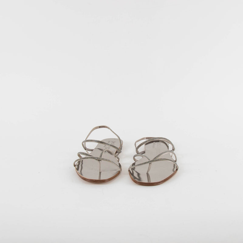 Pedro Garcia Titanium Diamante Flat Sandals