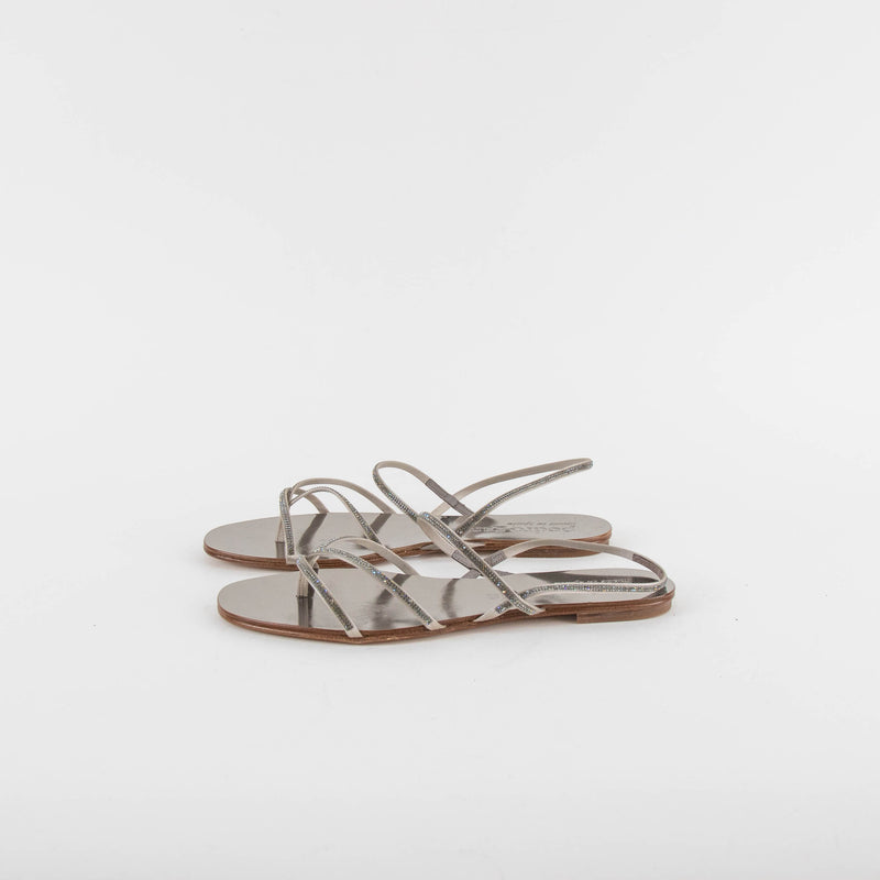 Pedro Garcia Titanium Diamante Flat Sandals