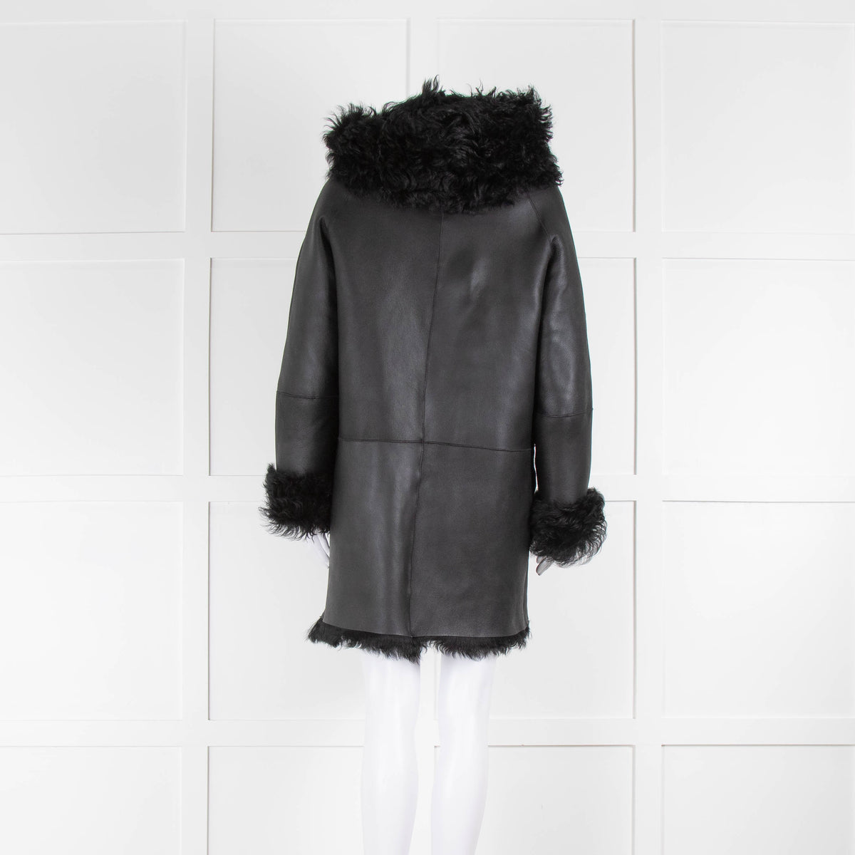 pa;ge Black Reversible Shearling Coat Removable Hood