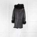pa;ge Black Reversible Shearling Coat Removable Hood