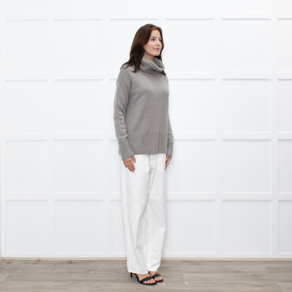 Wyse Beige Cashmere Blend Rollneck