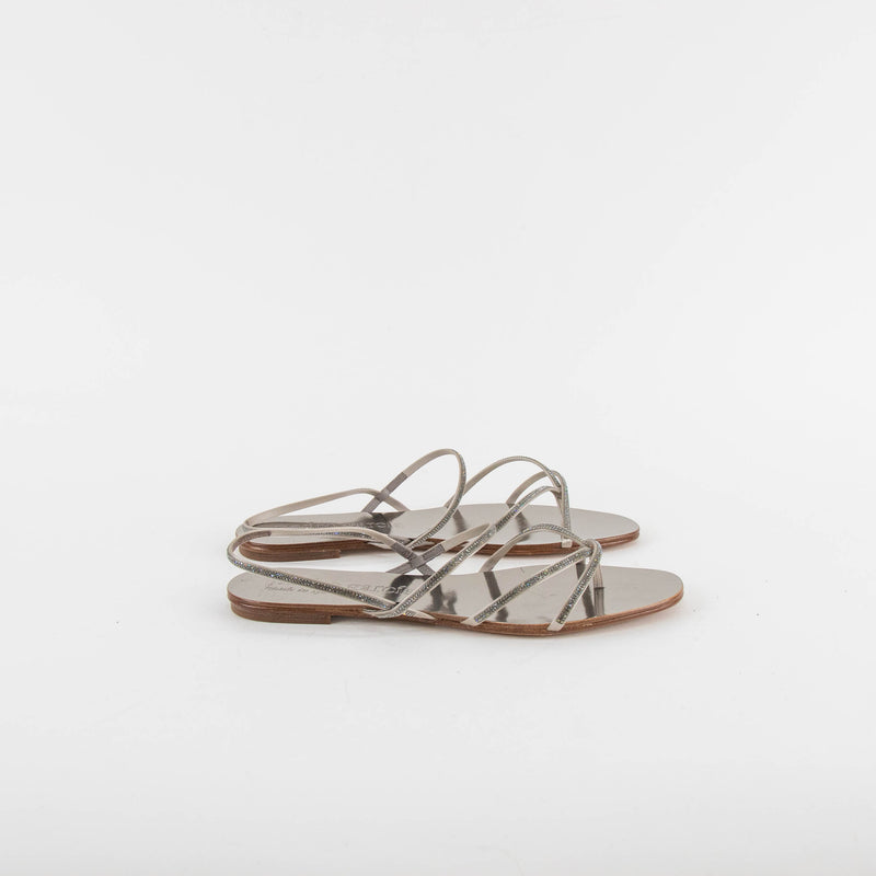 Pedro Garcia Titanium Diamante Flat Sandals