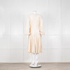 Jonathan Simkhai Beige Embroidered V-Necked Long Sleeve Dress