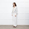 LoveShackFancy Cream Green Floral Wool Blend Cardigan