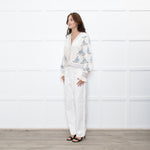 LoveShackFancy Cream Green Floral Wool Blend Cardigan