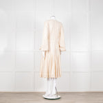 Jonathan Simkhai Beige Embroidered V-Necked Long Sleeve Dress