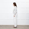 LoveShackFancy Cream Green Floral Wool Blend Cardigan