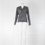 Karl Lagerfeld Silver Lurex Wrapover Top