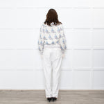 LoveShackFancy Cream Green Floral Wool Blend Cardigan