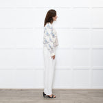 LoveShackFancy Cream Green Floral Wool Blend Cardigan