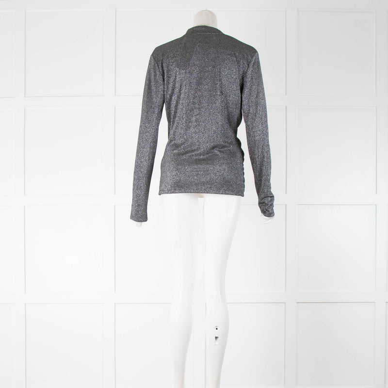 Karl Lagerfeld Silver Lurex Wrapover Top