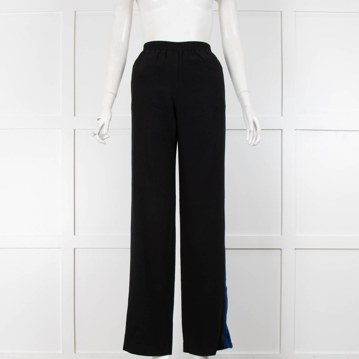 Academia Black Trousers With Blue Leg Stripe