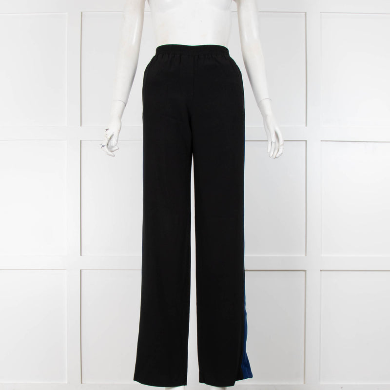 Academia Black Trousers With Blue Leg Stripe