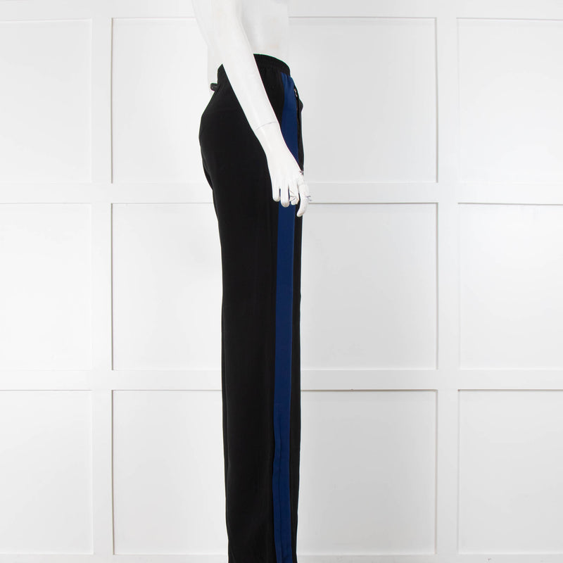 Academia Black Trousers With Blue Leg Stripe