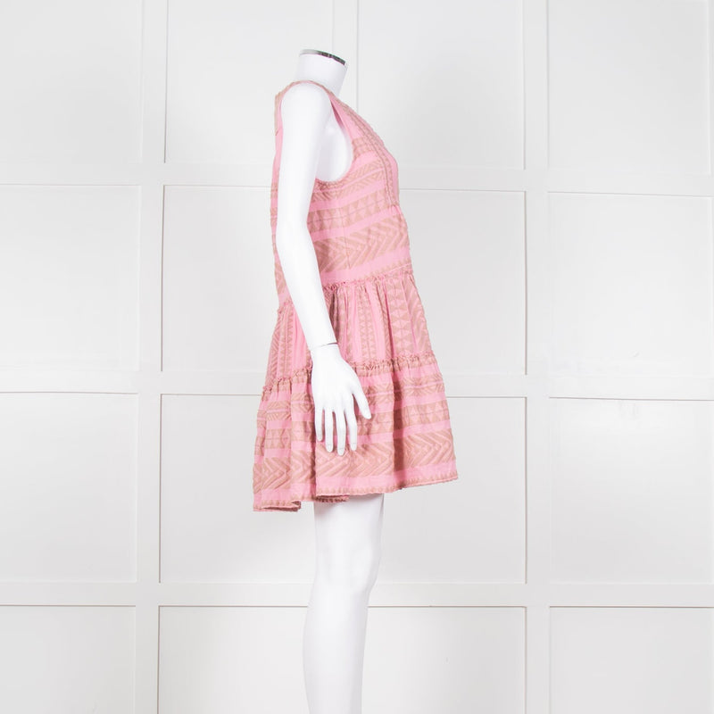 Devotion Twins Pink Beige Cotton Sleeveless Tiered Dress
