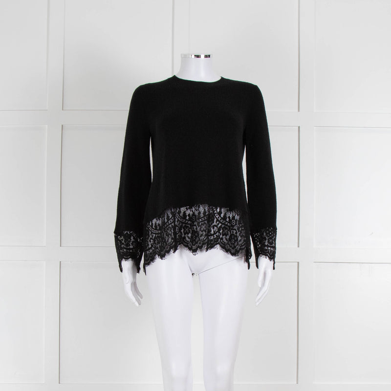 Steffen Schraut Black Wool Lace Hem Jumper