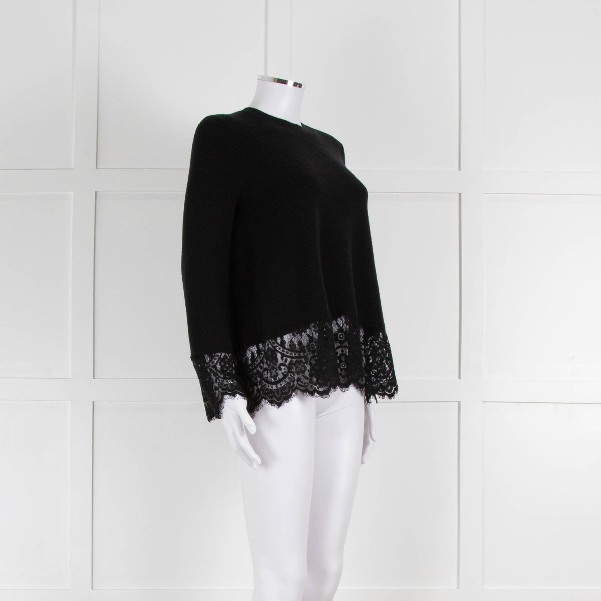 Steffen Schraut Black Wool Lace Hem Jumper