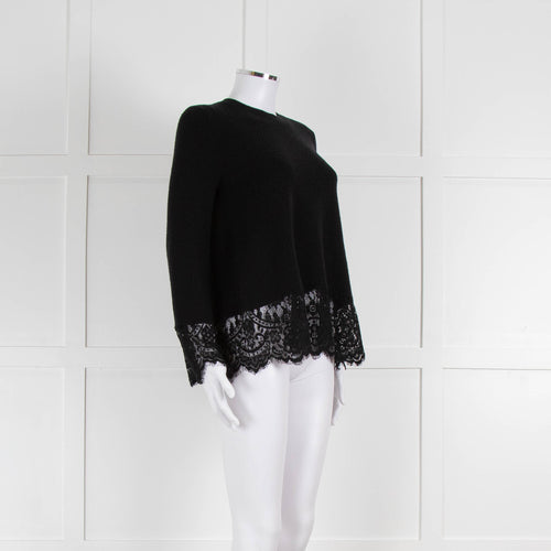 Steffen Schraut Black Wool Lace Hem Jumper