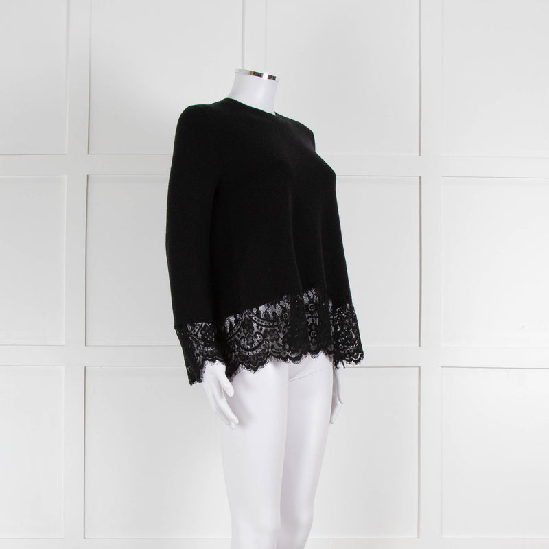 Steffen Schraut Black Wool Lace Hem Jumper