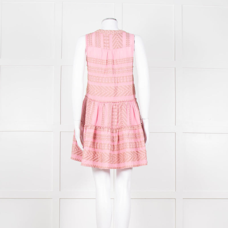 Devotion Twins Pink Beige Cotton Sleeveless Tiered Dress
