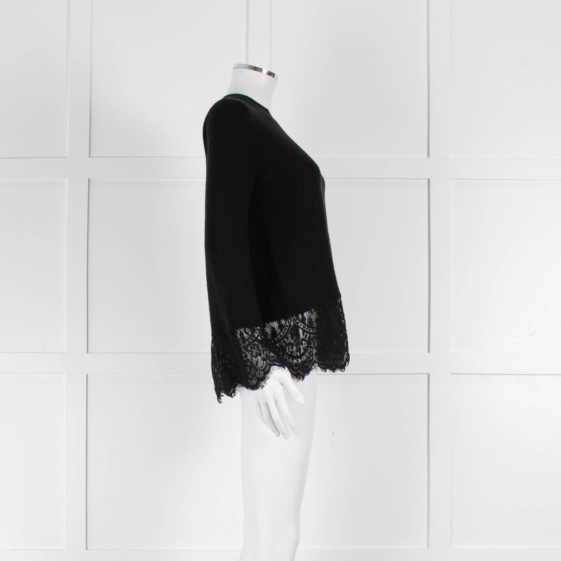 Steffen Schraut Black Wool Lace Hem Jumper
