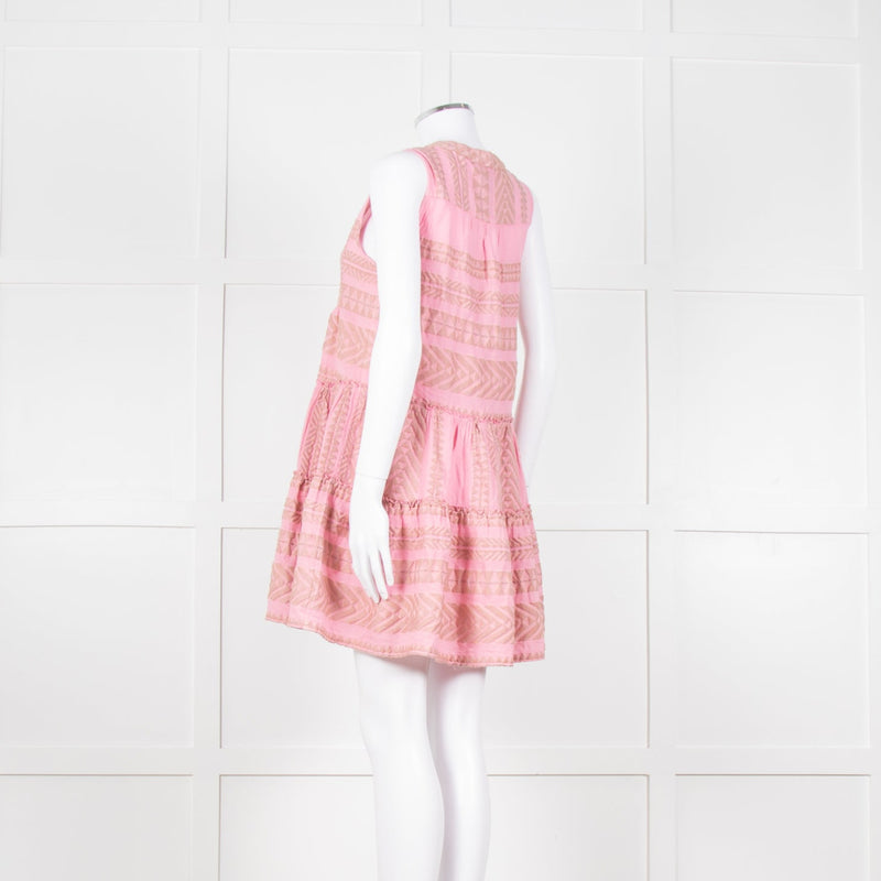 Devotion Twins Pink Beige Cotton Sleeveless Tiered Dress