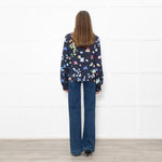 Stine Goya Navy Multi Floral High Neck Blouse